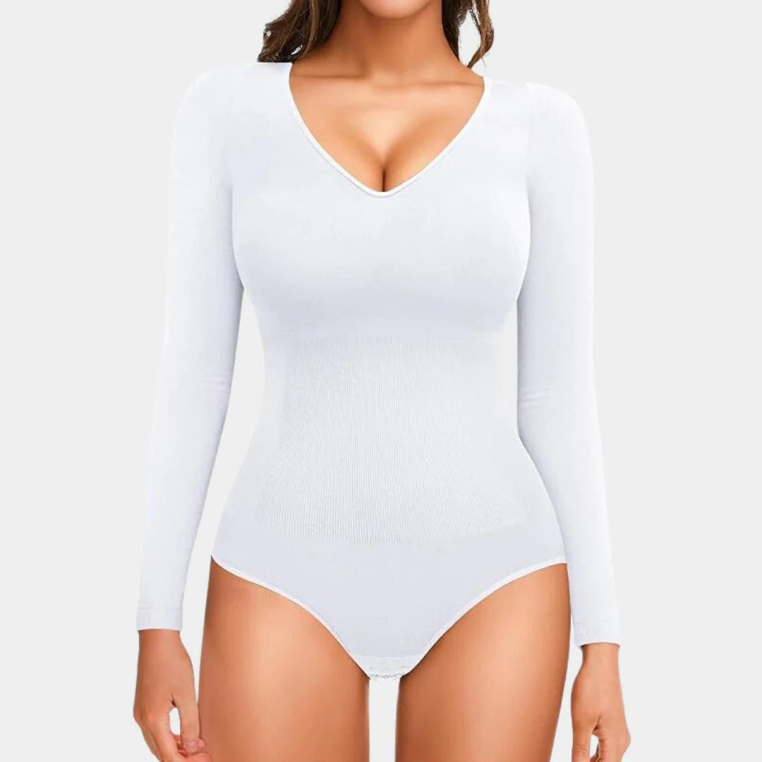 LuxeCurve™ Long Sleeve V-Neck Sculpting Bodysuit