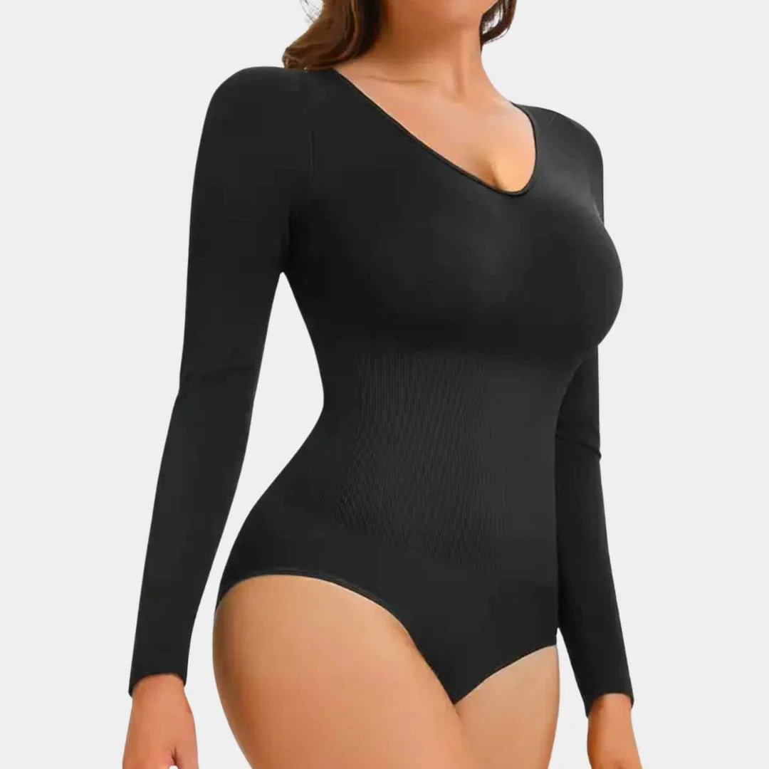 LuxeCurve™ Long Sleeve V-Neck Sculpting Bodysuit