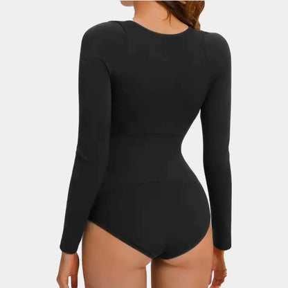 LuxeCurve™ Long Sleeve V-Neck Sculpting Bodysuit