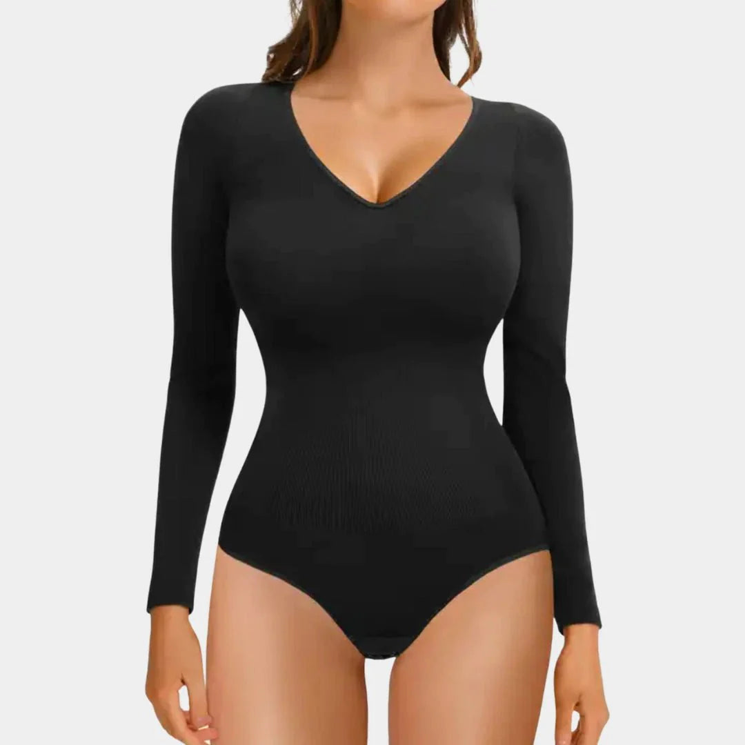 LuxeCurve™ Long Sleeve V-Neck Sculpting Bodysuit